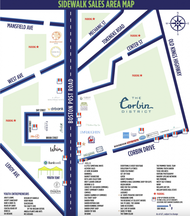 Darien Sidewalk Sales Days 2024 map